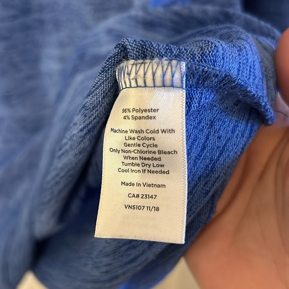T by Talbots Women’s (S) Blue Surplice Back Lace Up Cuffs Marled Top 3/4 Sleeves - Picture 5 of 6